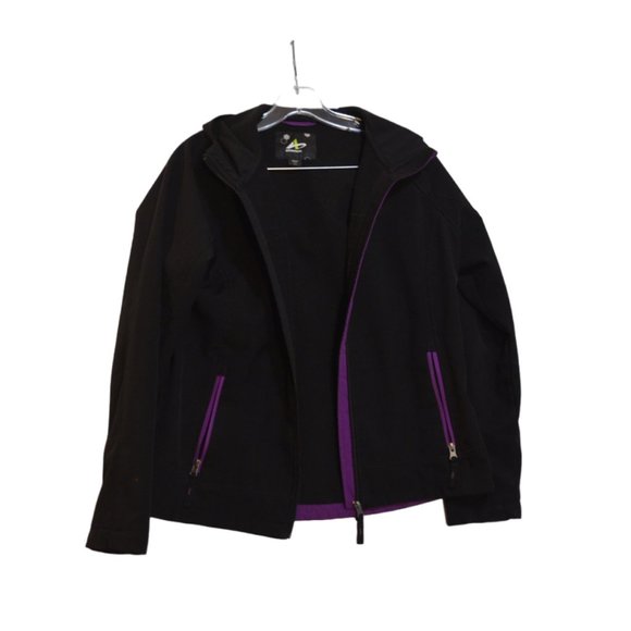 Athletech Black/ Purple Pockets Hoodie Sport Wear Jacket M - Picture 1 of 3